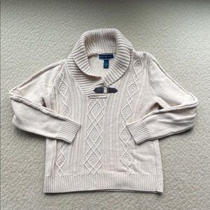 Karen Scott cable knit leather detail sweater women small